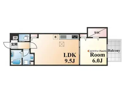 SKE六甲Ⅱ(1LDK/3階)の間取り写真