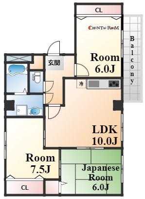 グランシャリオ山手田邊(3LDK/5階)の間取り写真