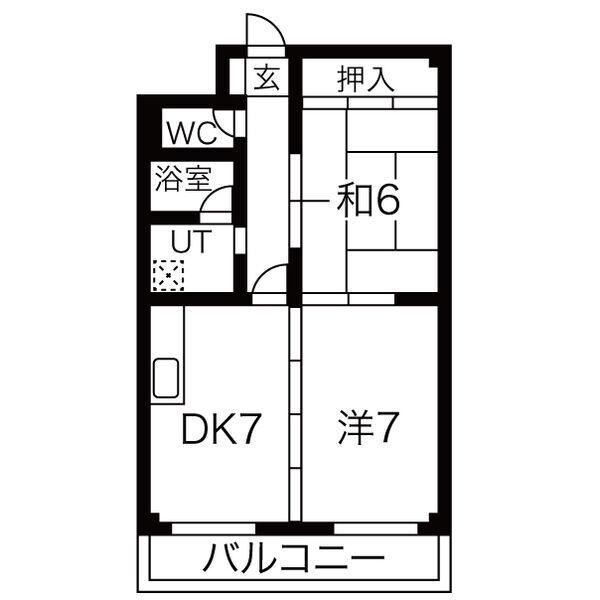 サンヒルズ西灘(2DK/2階)の間取り写真