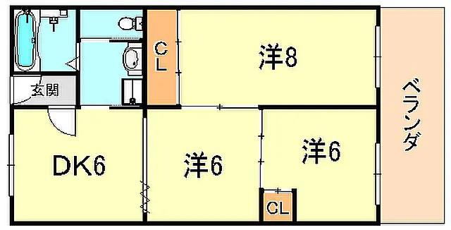 マンションやの(3DK/2階)の間取り写真