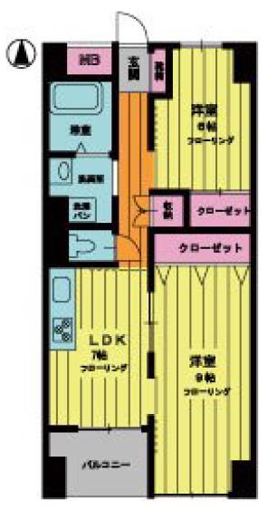中山手コーポ(2LDK/10階)の間取り写真