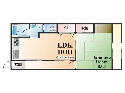 新神戸ハイツ(1LDK/4階)の間取り写真