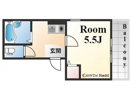 フローラルハイツ神前(1K/2階)の間取り写真