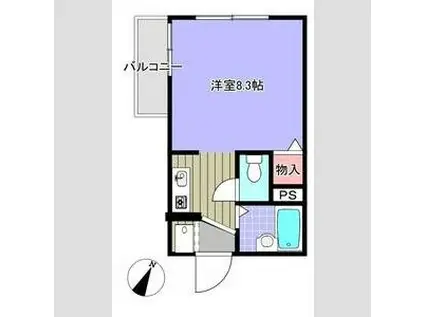 ロージェ西灘(1K/2階)の間取り写真