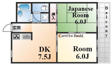 シエール灘(2DK/4階)の間取り写真