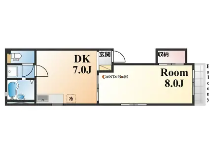 オアシス岡本(1DK/2階)の間取り写真