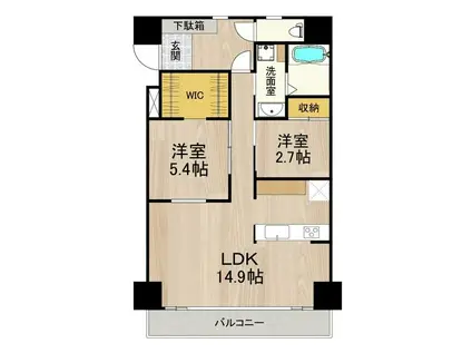 インプループ三宮イースト(2LDK/1階)の間取り写真