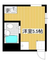 レジデンス郷3(ワンルーム/3階)の間取り写真
