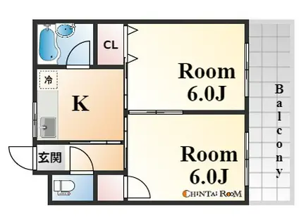 脇浜マンション(2DK/2階)の間取り写真