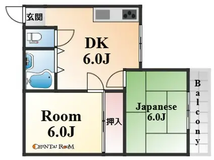 クレーン奥山1番館(2DK/3階)の間取り写真