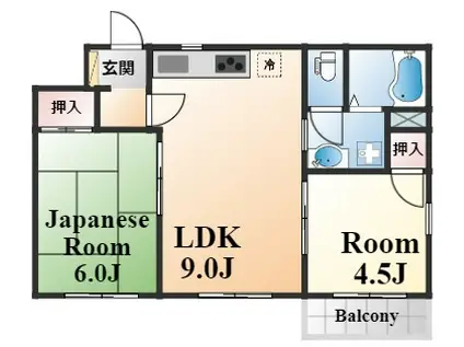 ハイツ北町(2LDK/2階)の間取り写真