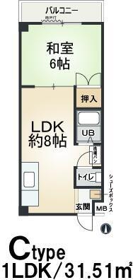ラガール深江(1LDK/3階)の間取り写真