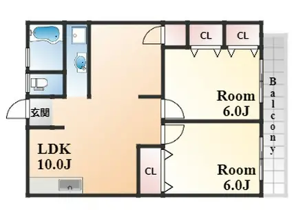 山手ハイム(2LDK/3階)の間取り写真