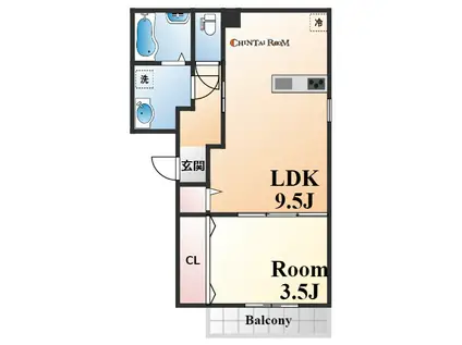 クレール天城通(1LDK/3階)の間取り写真