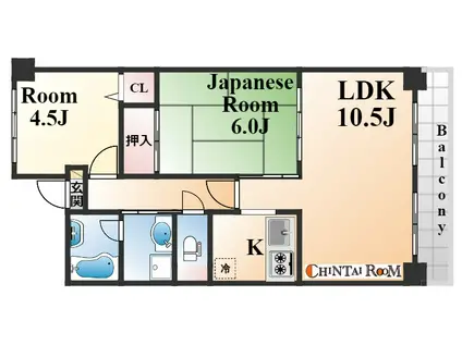 エリム摩耶(2LDK/4階)の間取り写真