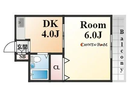 パレルミエール神戸(1DK/2階)の間取り写真