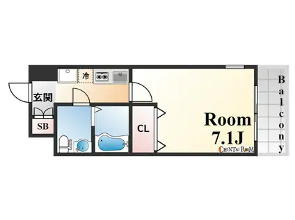 ダイドーメゾン元町シーガル(1K/3階)の間取り写真