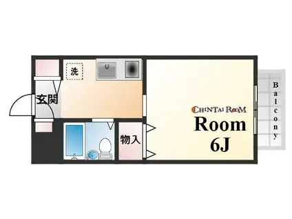 中山手ガーデンパレス(1K/2階)の間取り写真