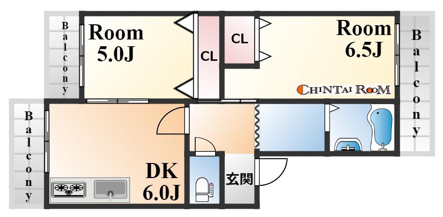 コーベコーポラス(2DK/2階)の間取り写真