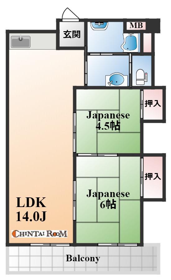 ガーデンハイツ魚崎(2LDK/7階)の間取り写真