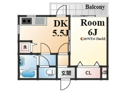 プリモディーネ深江本町(1DK/1階)の間取り写真