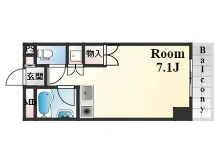 西灘駅前ハイツ(1K/5階)の間取り写真