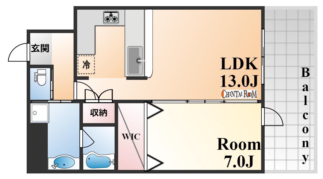 リーガル神戸三宮(1LDK/10階)の間取り写真