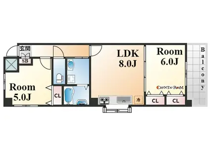 コンフォート筒井(2LDK/5階)の間取り写真