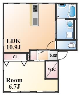 NO.3山麓荘(1LDK/1階)の間取り写真