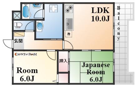 アヴァンセ岡本(2LDK/1階)の間取り写真