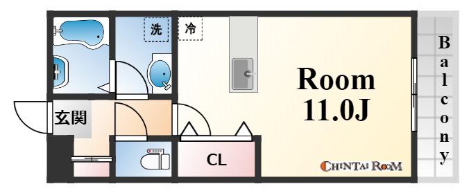 ローズコート芦屋(1K/3階)の間取り写真