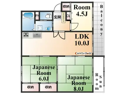 山御影マンション(3LDK/5階)の間取り写真