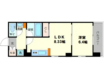 コンソラーレ上町台Ⅱ(1LDK/5階)の間取り写真