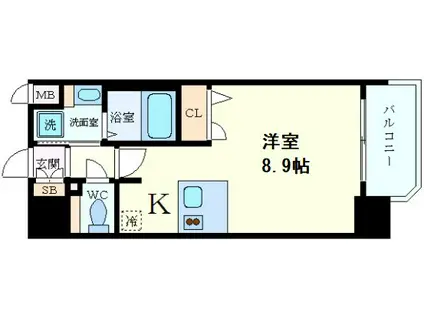 プレサンス天満橋アンジェ(1K/8階)の間取り写真