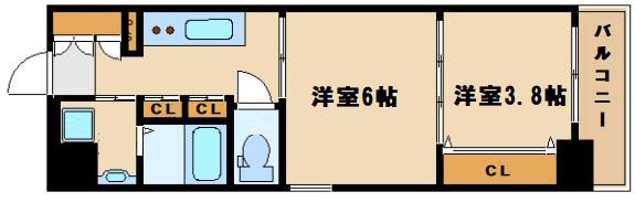 ファーストレジデンス玉造(2K/6階)の間取り写真