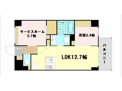 リアン カーサ長柄(1SLK/2階)の間取り写真