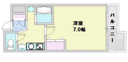 ラナップスクエア天満プライム(1K/7階)の間取り写真