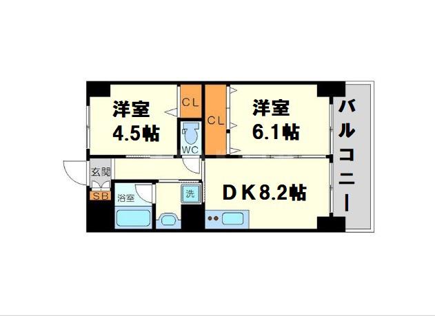 プリマヴェーラ(2DK/6階)の間取り写真