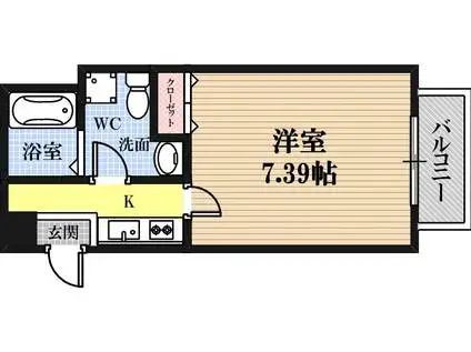 ETC緑橋(1K/1階)の間取り写真