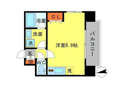 アドバンス難波南シャルム(ワンルーム/13階)の間取り写真