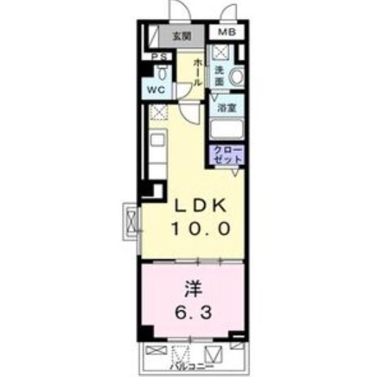 ラ ヴィータ西梅田(1LDK/6階)の間取り写真