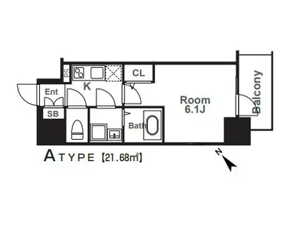 エスリード福島レジデンス(1K/9階)の間取り写真