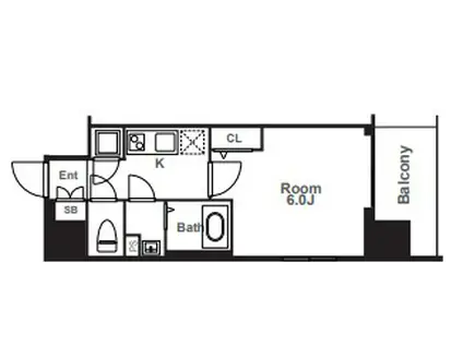 エスリード本町靭公園レジデンス(1K/2階)の間取り写真