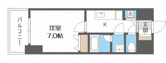 LAV心斎橋ウエスト(1K/7階)の間取り写真