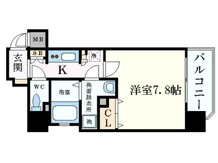 エイペックス大阪城西(1K/8階)の間取り写真