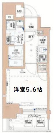 クレビオス南堀江(1K/5階)の間取り写真