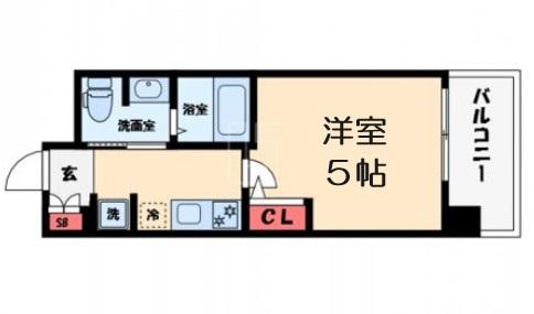 ブリリアント大阪西(1K/7階)の間取り写真