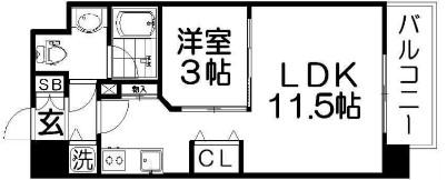 ロッカベラアパートメント(1LDK/6階)の間取り写真