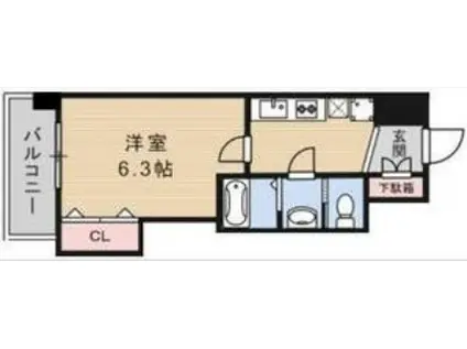 LUXE緑橋(1K/3階)の間取り写真