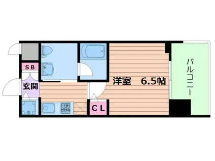 エスライズ堂島川(1K/9階)の間取り写真